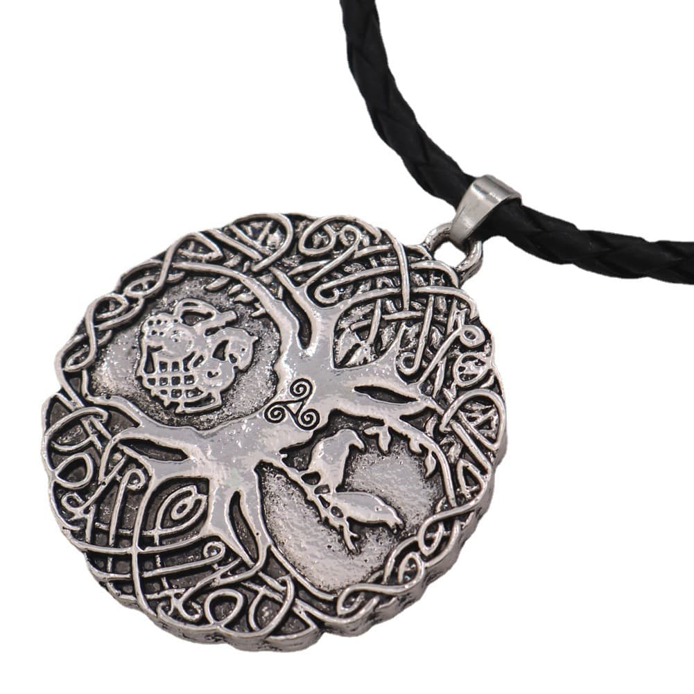 Viking Men’s Odin Raven Tree of Life Stainless Steel Pendant Necklace preview 2