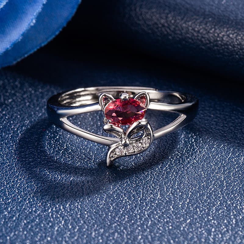 New Arrival Retro Fox Open Ring for Women | Simulated Natural Topaz Gemstone, Elegant Personalized Jewelry