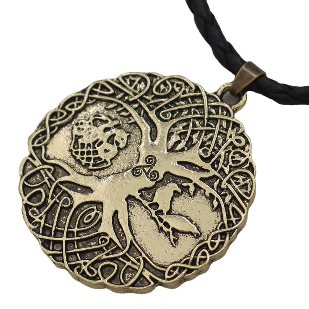 Viking Men’s Odin Raven Tree of Life Stainless Steel Pendant Necklace preview 4