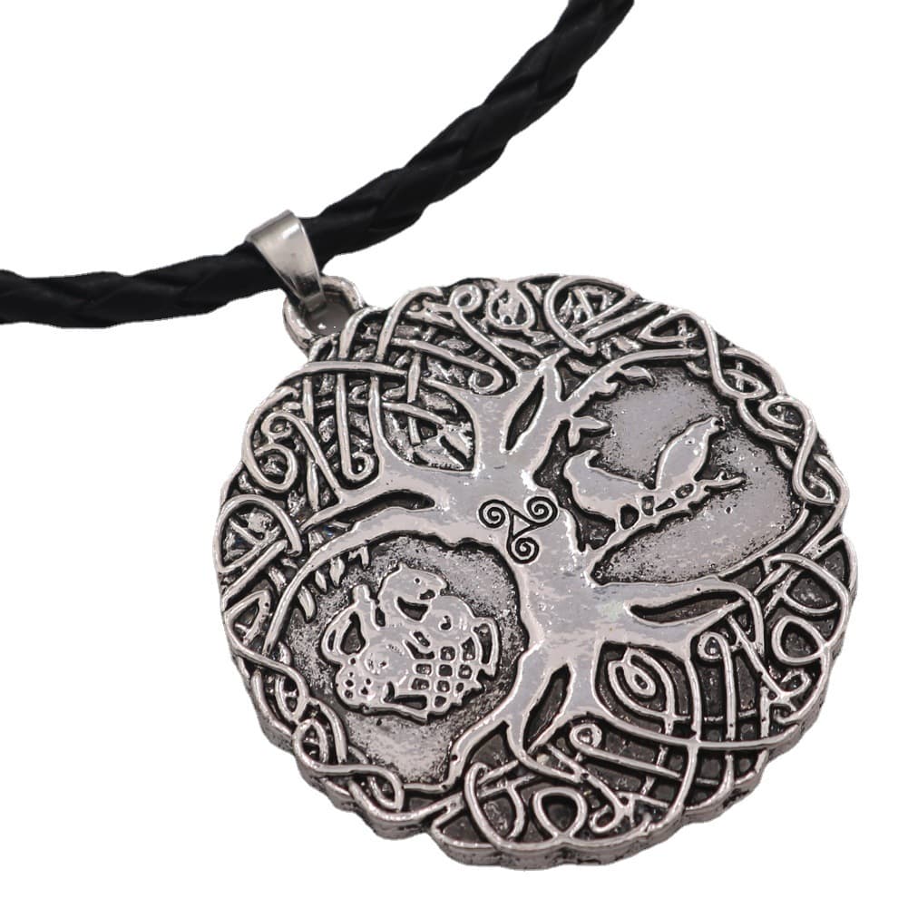 Viking Men’s Odin Raven Tree of Life Stainless Steel Pendant Necklace
