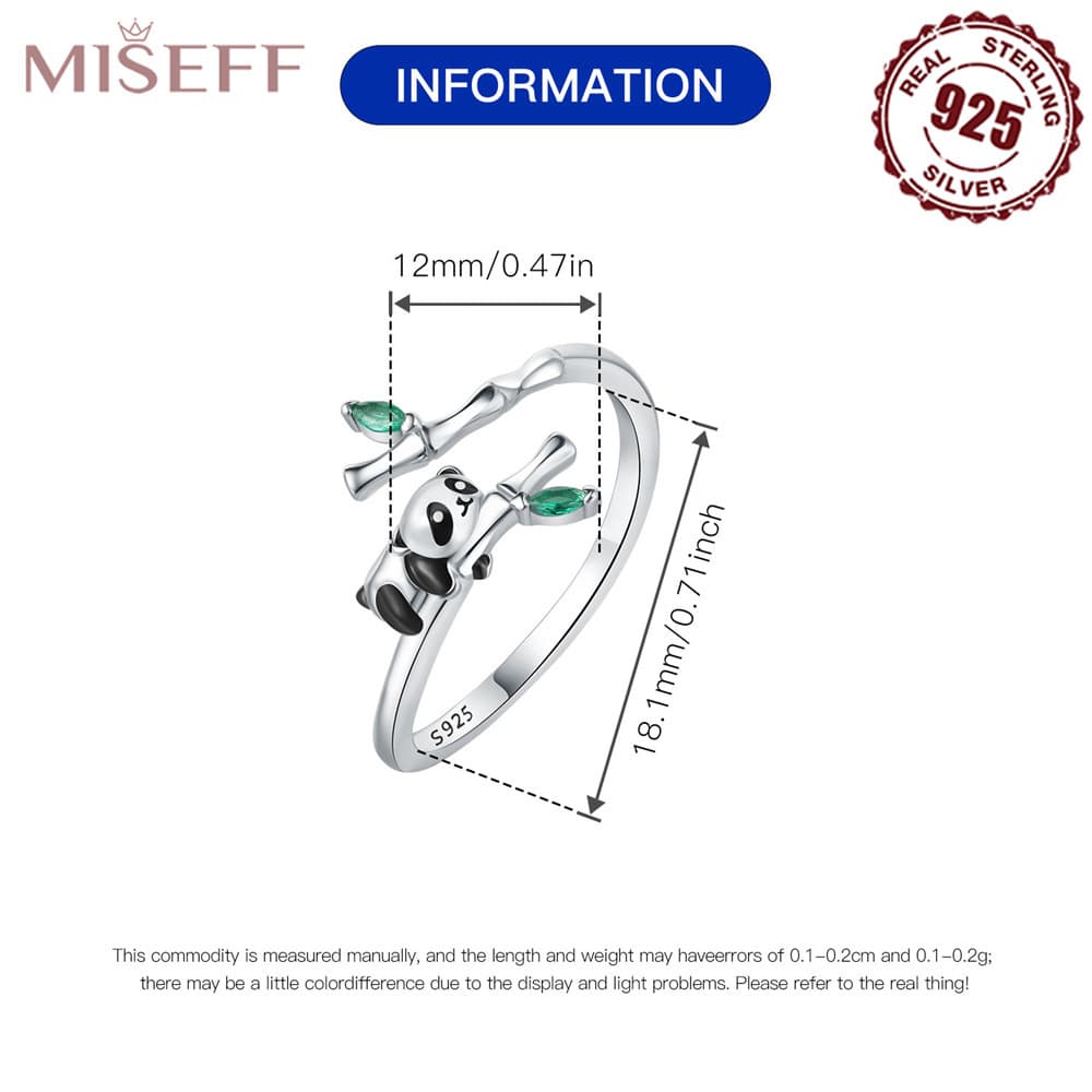 925 Sterling Silver Panda Open Ring for Women | Adjustable Niche Design High-End Aesthetic Jewelry preview 2