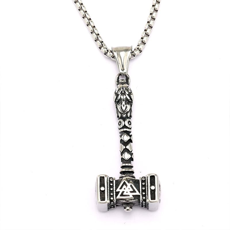 New Wholesale Men’s Viking Thor’s Hammer Mjolnir Necklace, Stainless Steel Runic Hip Hop Pendant Jewelry preview 5