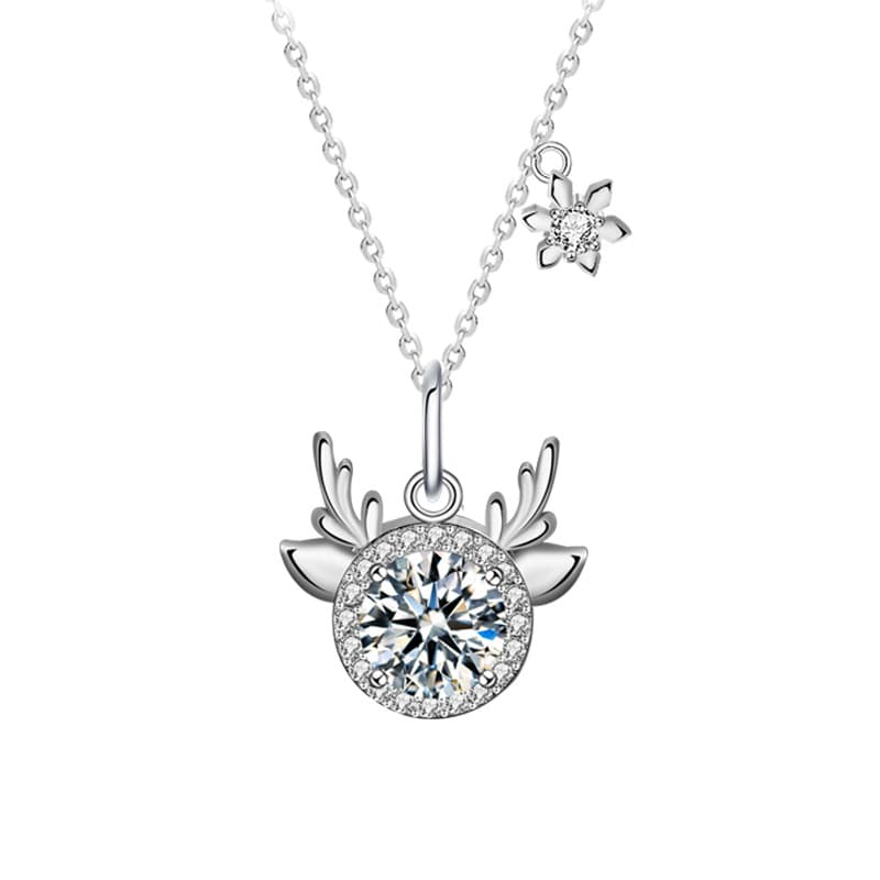 Romantic Moissanite S925 Sterling Silver Deer Antler Necklace, "All The Way With You" Pendant Gift preview 3